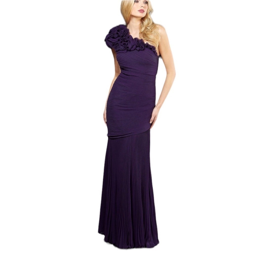 Mignon Purple One Shoulder Pleated Dress